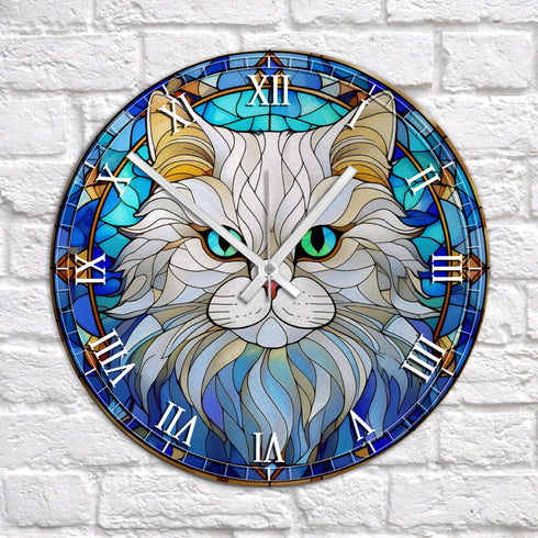Cat Persian Suncatcher Effect Clock